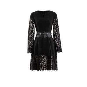 Saiid Kobeisy Jet Black Lace Mini Dress With Intricate Detailing - NWT
